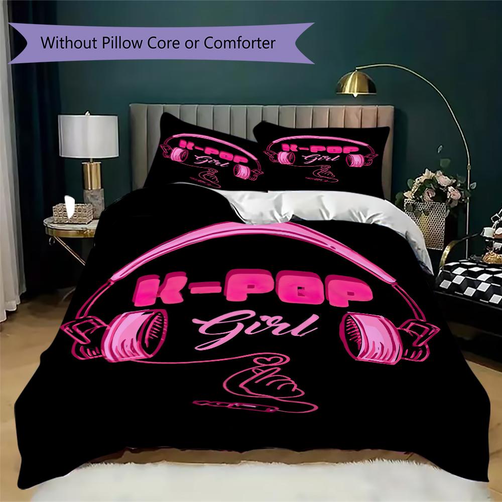 1PC Musical Elements Bedding Quilt Set Quilt Cover Pillowcase Home Decoration Birthday Gift (1 * Duvet Cover + 2 * Pillowcase, Without core)A13