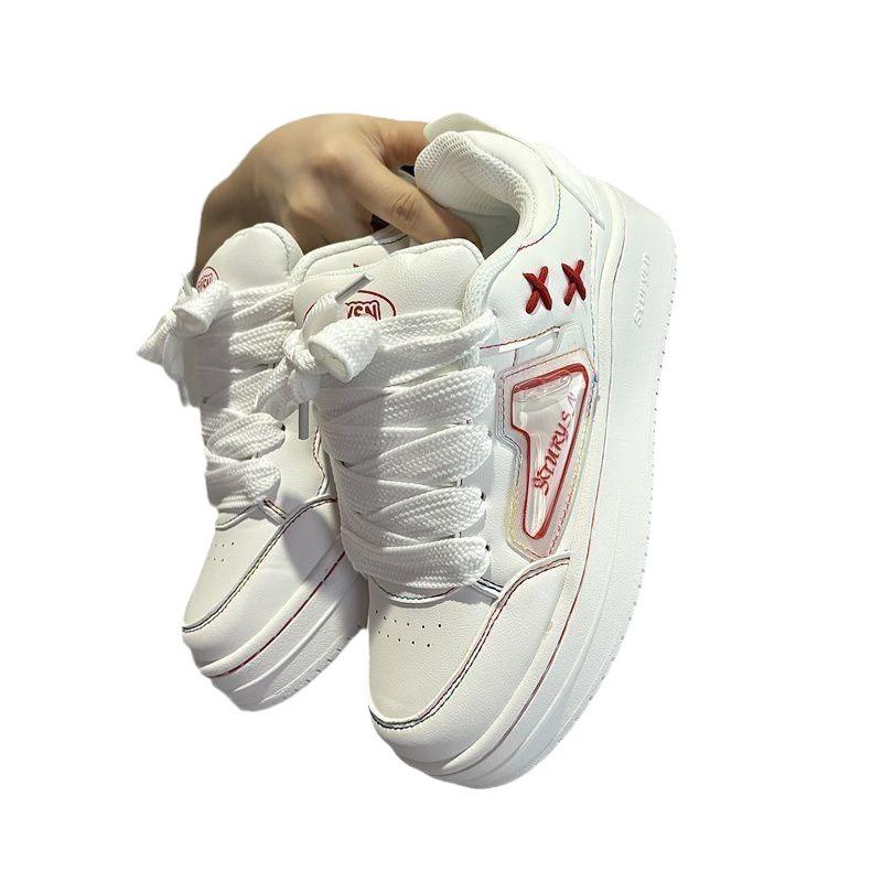 Niche dopamine street shot thick-soled heightening bread shoes ins super fire Korean version of high street versatile casual skateboard shoes