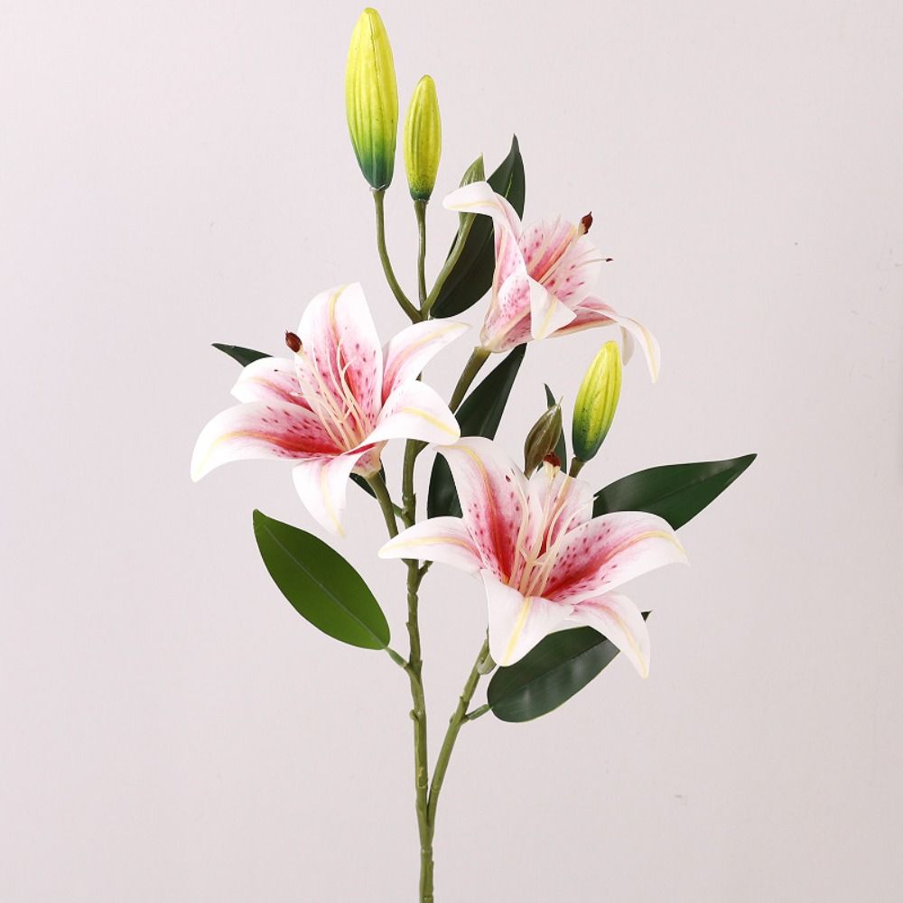 80cm Silk Lilium Brownii Flower Plastic Fake Flowers Artificial Flower Branch  Wedding Decor