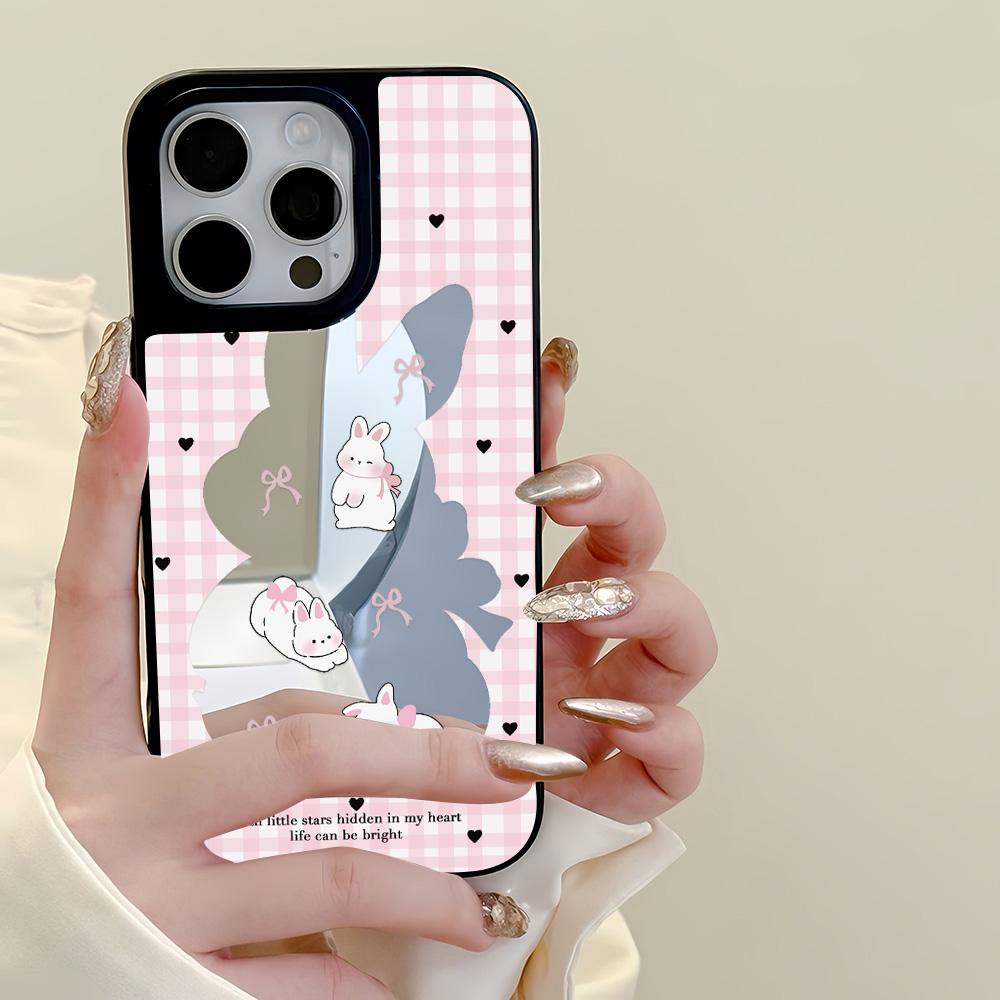 Mirror Phone Case for iPhone 15 11 13 14 for 15 16 Pro Max 12 13 16 Pro Cloud Flower and Animal Cute Style Phone Case