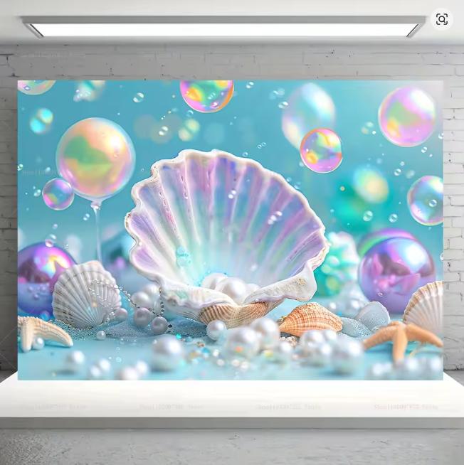BEPAN Underwater Mermaid Background Underwater World Castle Girl Princess Birthday Party Decoration Supplies Baby Shower Arrangement
