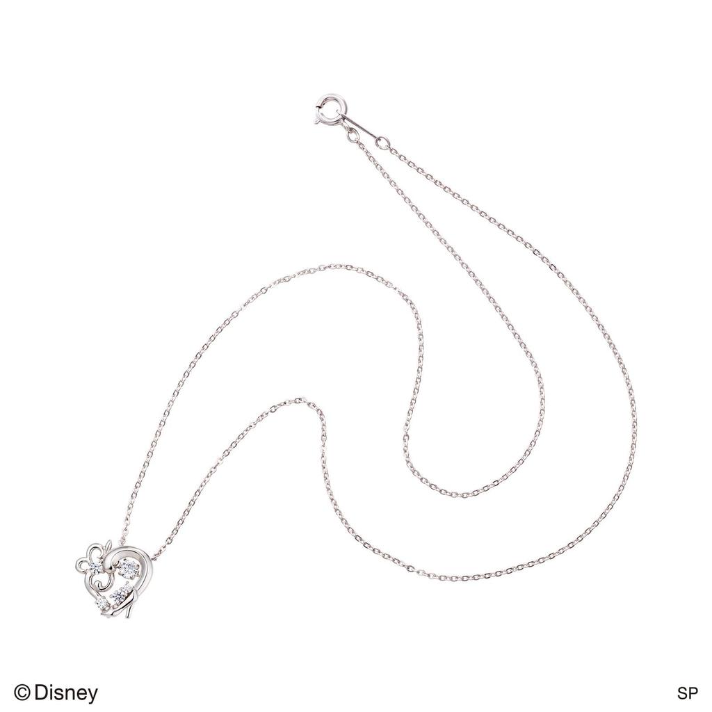 White Clover Cinderella Dancing Stone Disney Sterling Cubic Heart Glass DISS002RD Necklace, Princess, Silver, Zirconia, Shape, Slipper, Silver,