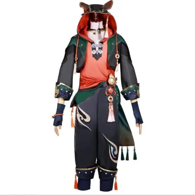 Game Gaming Genshin Cosplay Costume Escort Ka Mnh Gaa Ga Ming Min Liyue Lion Boy Jiaming Jia Ming Set Wig Halloween Party Suit