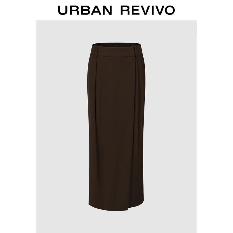 

UR 2025 Autumn Retro High-Waist Back Slit Skirt