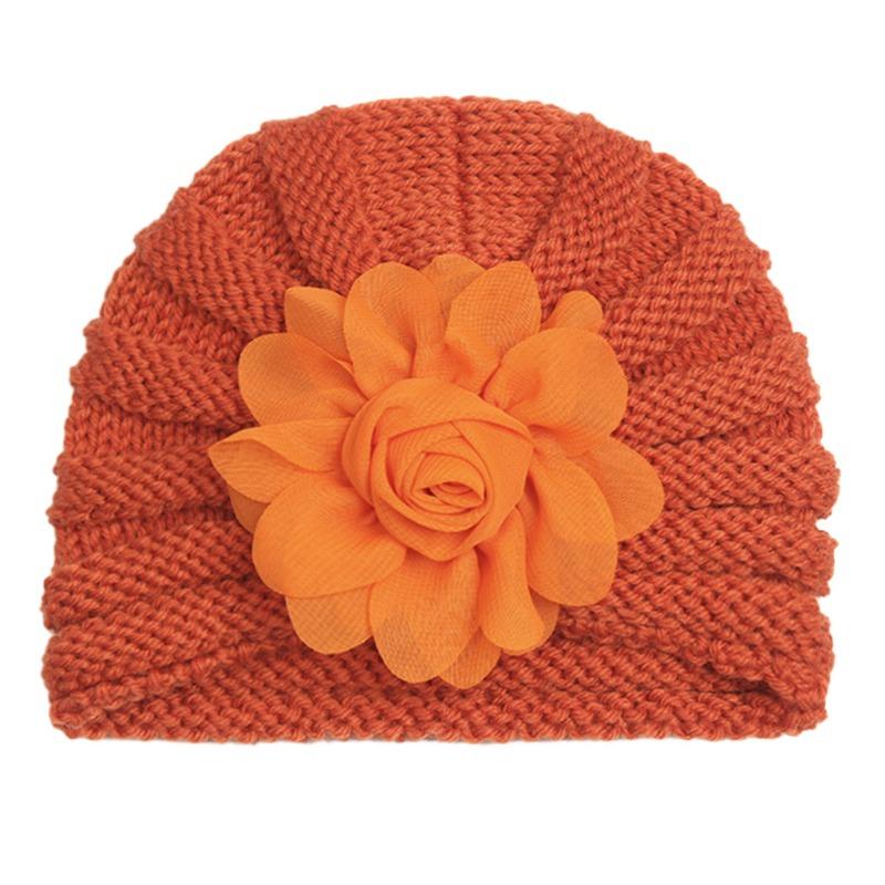 Autumn and winter new baby wool flower hat, children's warm flower pullover hat, baby hat
