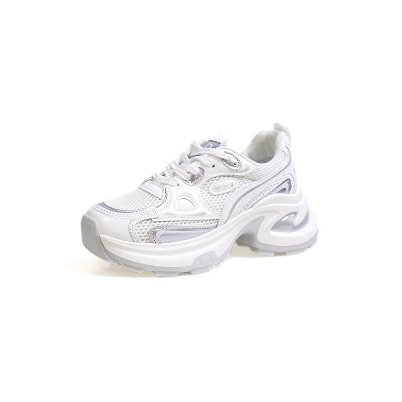European station 2025 thick-soled silver dad shoes women's summer new breathable mesh fashion height-increasing casual sports shoes