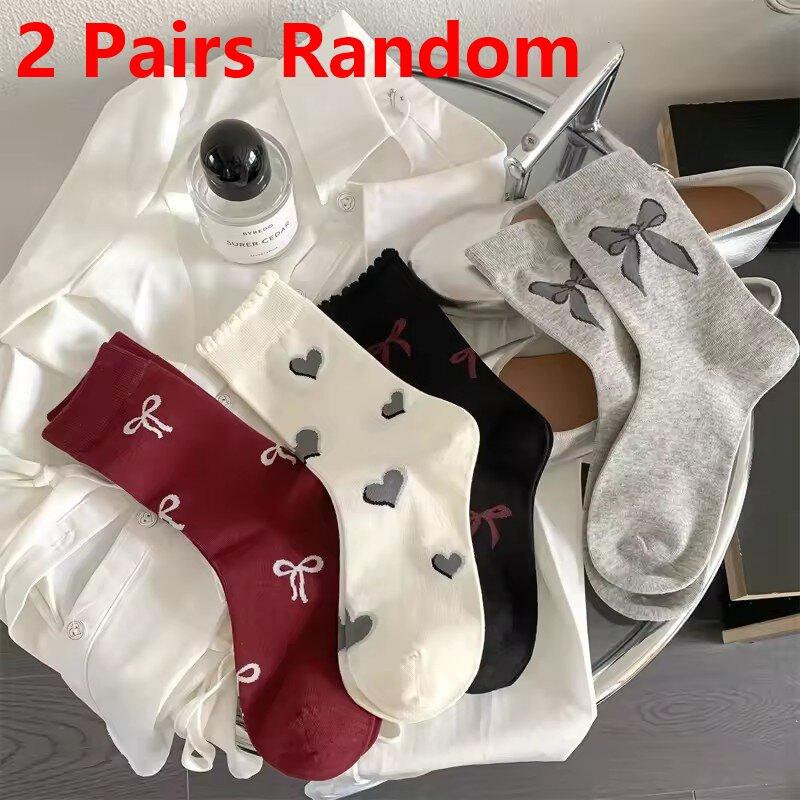 

Women s Socks Bow Heart Dot Print Mid-Calf Socks for Girls Ladies Casual Breathable Socks One Size