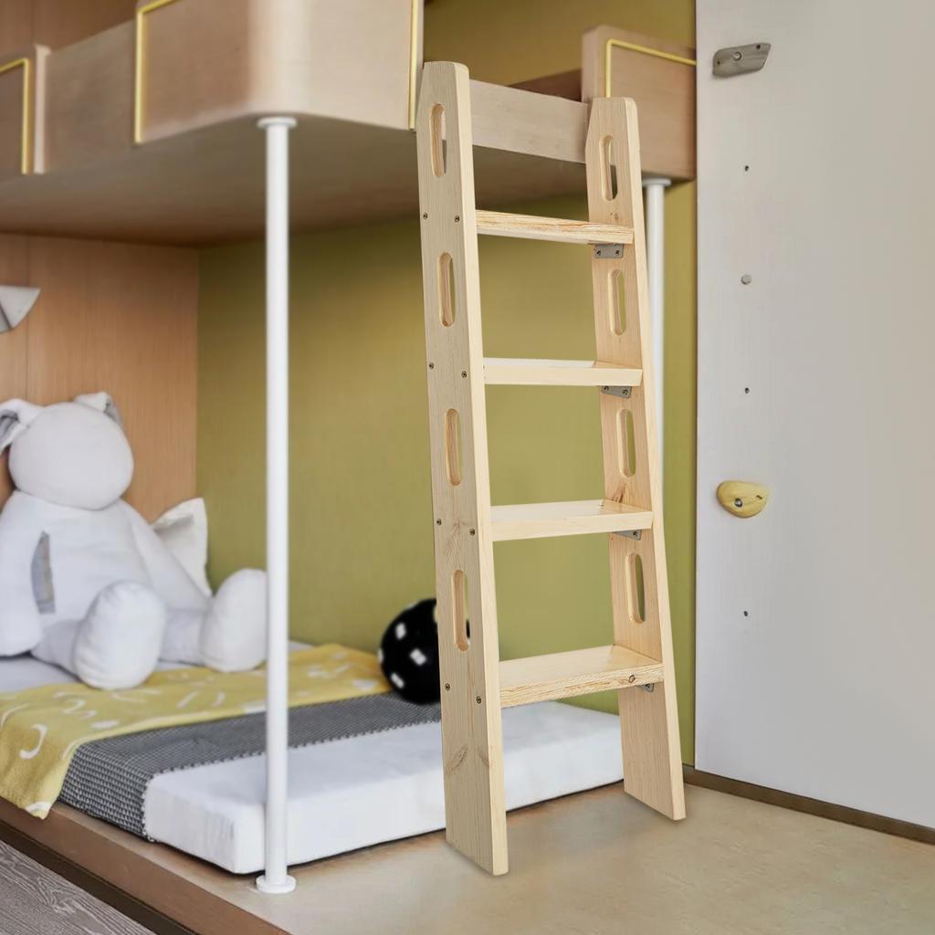 4-Step Wooden Ladder for Loft & Bunk Bed, 28mm Thick Board, Supports 220 lbs, Durable Multi-Use Home Ladder for Adults