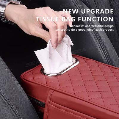 Car Arm Rest Cushion Thicken Center Console Box Protector Cover Armrest Elbow Support Storage Bag Tissue Holder