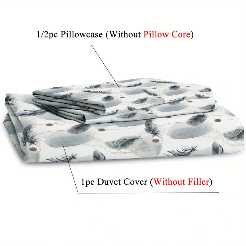 Golden Thread Ink Feather Duvet Cover, Down Duvet Cover, 3D Digital Printing Fashion Design Duvet Cover, Bedding Cover