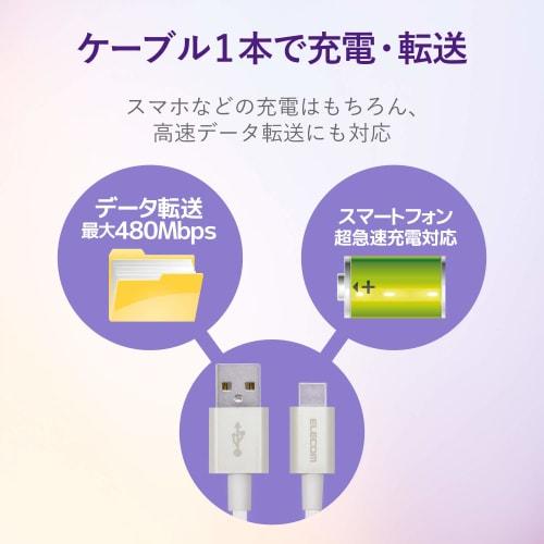 ELECOM Smartphone USB Cable USB(A-C) Certified Product Soft Durable 1.2m White [Verified Compatibility with iPhone 16 Series] MPA-ACYS12NWH