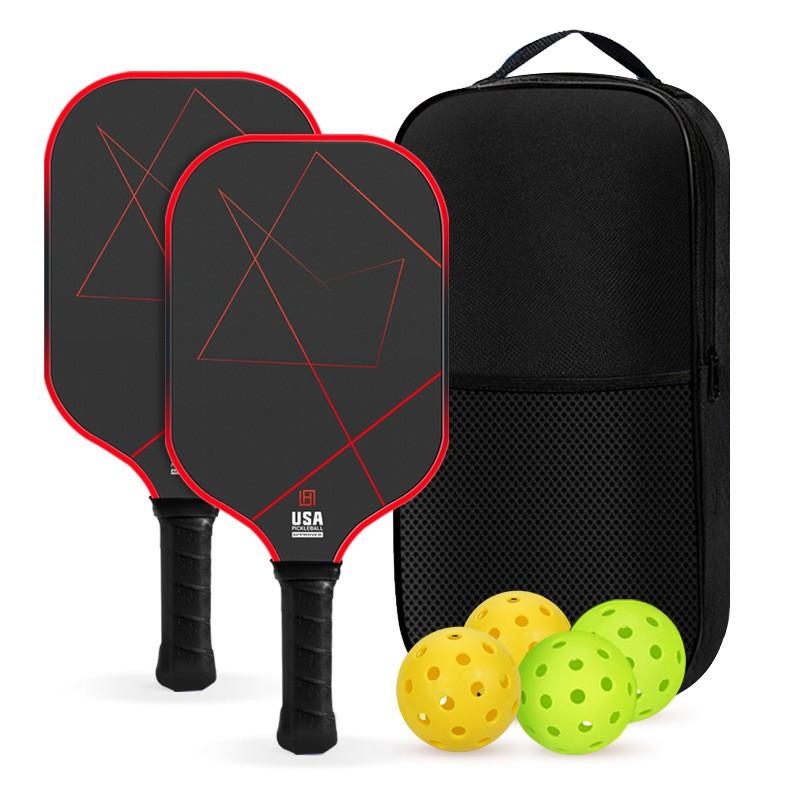 T700 Carbon Fiber Pickleball Paddle Set 2 Rackets 4 Balls Bag