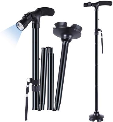 Telescopic Folding Walking Stick LED Lightweight Cane Trusty Crutches Gifts for The Elder