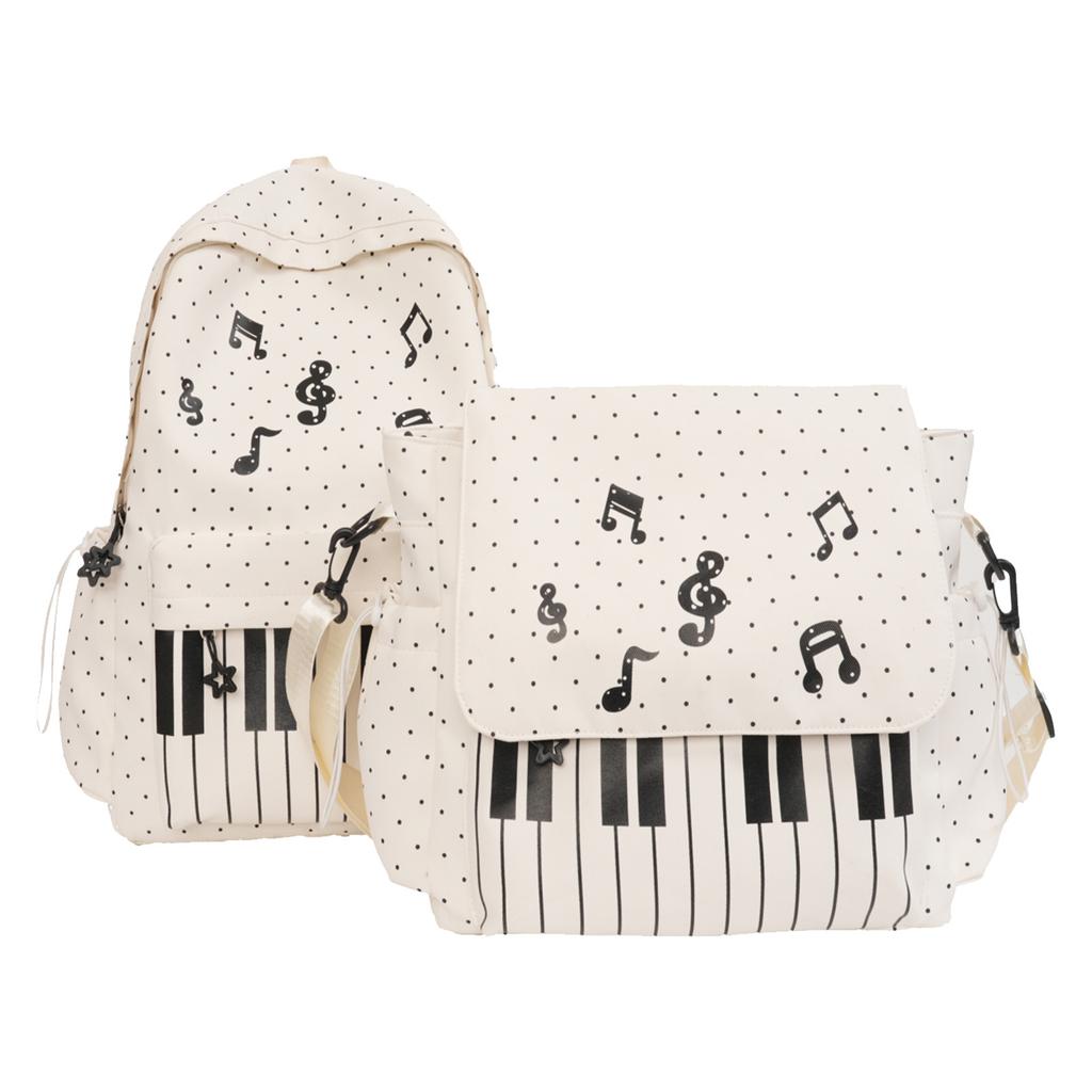 2 Pièces Sac à Dos Esthétique pour Piano en Nylon avec Sac à Bandoulière Mignon Ludique Bookpack pour Adolescents Filles Femmes Étudiant Trajet