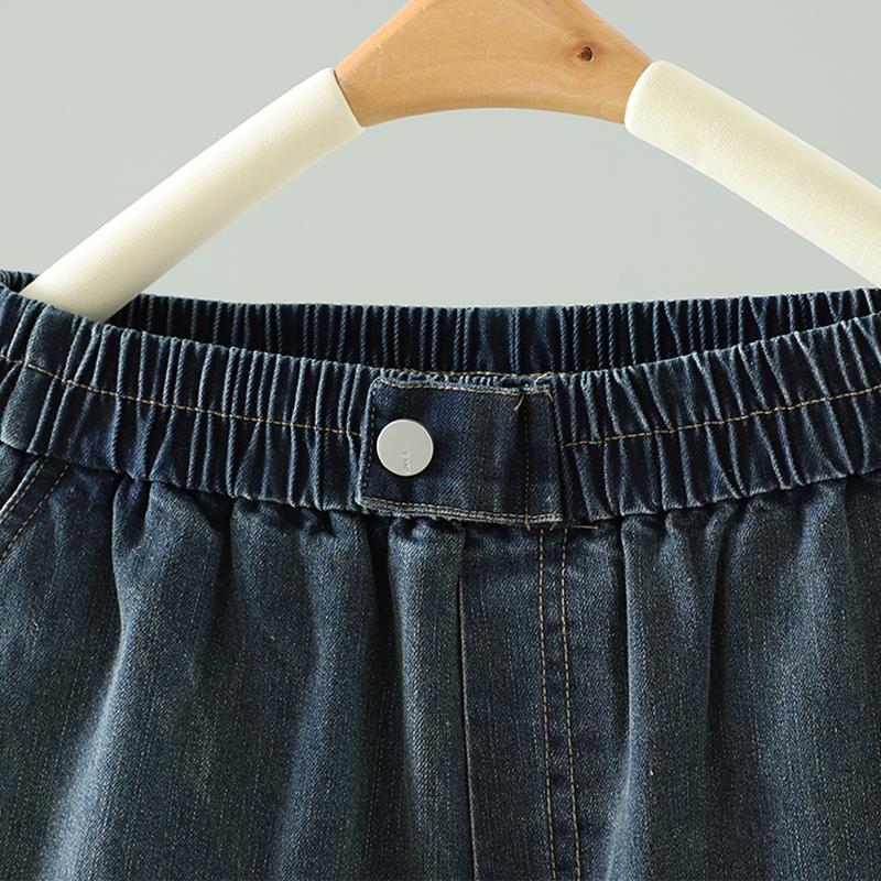 DIMANAF 2025 New Plus Size Spring Jeans Long Pants Women Loose Vintage Casual High Waist Elastic Basic Trousers