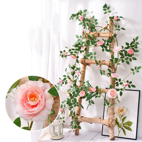 6FT Artificial Rose Vine Garland Fake Hanging Rose Ivy Plants Bendable Floral Garland Decoration for Wedding Home Party Garden Room Wall Decor
