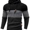 Autumn Winter Men's Jacquard Sweatshirt Long Sleeve Hoodie Color Block Hooded Sweatshirt