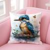 Kingfisher Watercolor Painting Pillow Case Comfort Sofa Bed Silky Elegant Invisible Zipper Custom Decorative Cushion Cover
