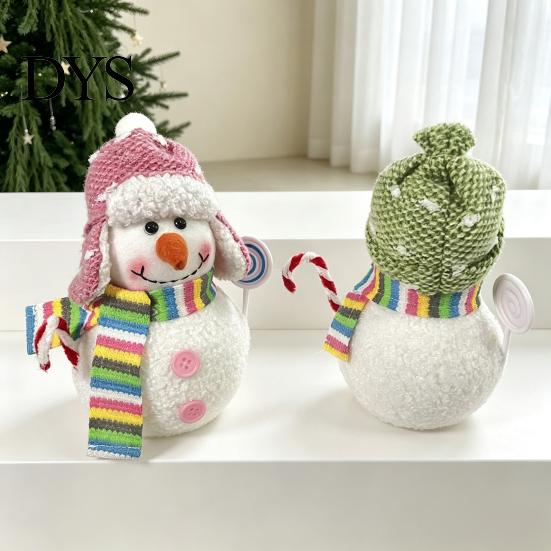 Warm White LED Hanging Decor Lighted Snowman Christmas Ornament with Knitted Hat, Light Window Display Decoration Pendant for Tree, Cute Tabletop