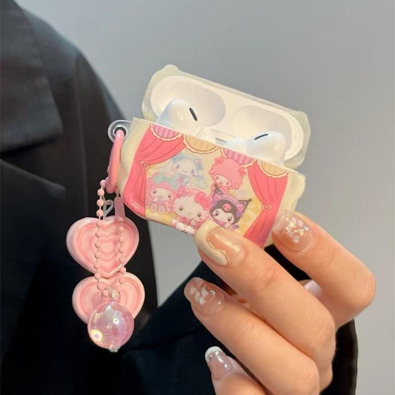 Ins Girl Heart Anime Cartoon Party Suitable AirPods Pro 3 Generation 2 Apple Protective Case Earphone Soft 4