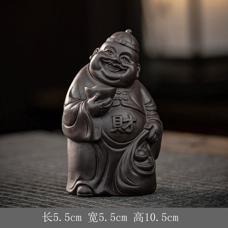 New Chinese Zodiac Pig Fortune Tea Pet, Yixing Zisha Clay Teapot Pallet Ornament, Tea Ceremony Desktop Decoration Gift for Men