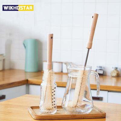 Wooden Handle Bottle Cup Brush Glass Bottle Cleaning Brush Kitchen Accessories Drink Mug Wine Cup Scrubber Cleaning Brush Gadget