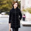 Fashionable and Comfortable Long Cotton Coat for Middle-aged and Elderly Women with Bright Surface