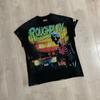 RoughPlay Cross-border European and American Street Tide Brand Hot Diamond Short-sleeved T-shirt Men and Women Versatile Street Hip-hop Heavy Cotton