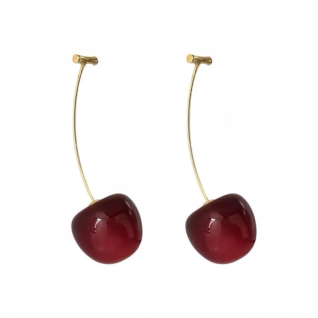 Kirschohrringe für Damen Lustige Frucht-Hängeohrringe Niedlicher 3D Roter Schmuck Einzigartiger Frucht-Anhänger Schmuck Geschenke
