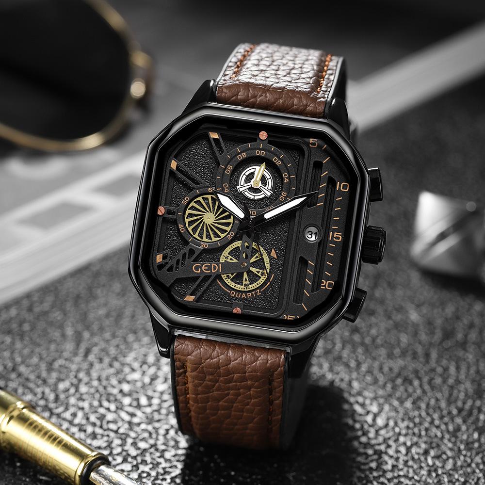 Niche High-End Square Men'S Watch Fashion Timer Business Watch Men'S Waterproof Quartz Watch