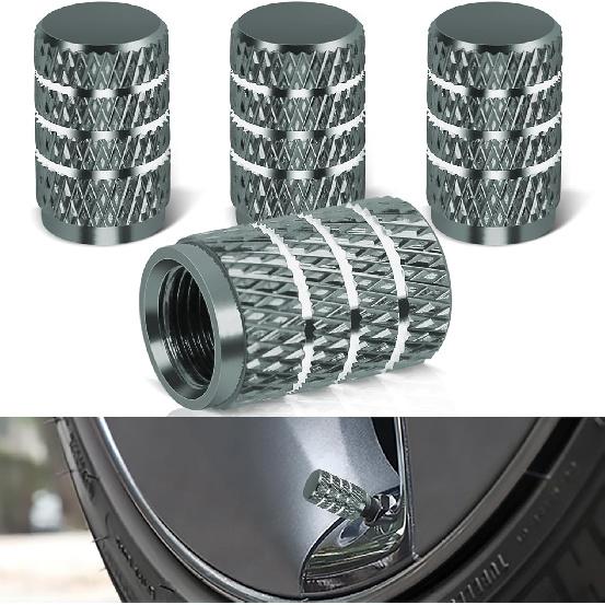 4PCS Tire Valve Stem Caps for Tesla Model Y X S 3, Aluminum Alloy Valve Stem Cap Universal Stem Covers Accessory(Corrosion Resistant Black)