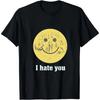 I Hate You T-Shirt Sarcastic Smiley Face Funny Graphic Tee Grunge Vintage Style