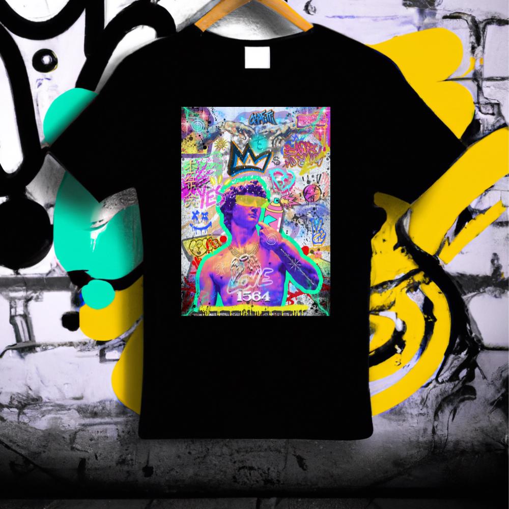 David Michelangelo T-Shirt, Michelangelo Graffiti Shirt, Street Art Shirt, Urban Art Tee, Pop Art Shirt, Renaissance Art Gift, Edgy Art Tee