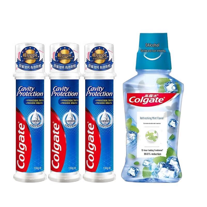 Colgate Vitality Mint Mouthwash & Anti-Cavity Toothpaste Oral Care Set