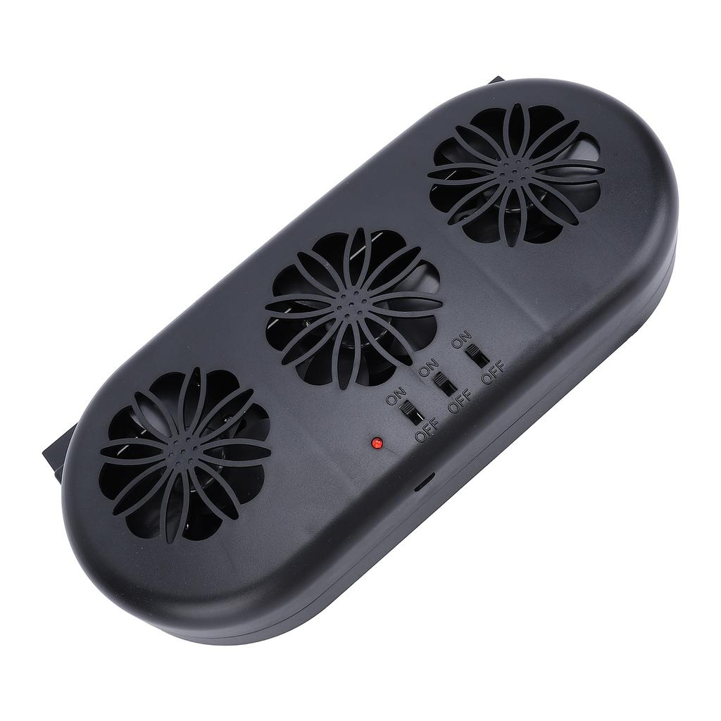 Car Air Vent Cooling Fan SUV Window Cooler 3 Outlet USB Plug in Circulation Exhaust Smoke Black
