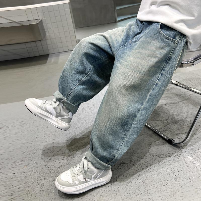 Boys' 2025 Spring/Autumn Loose Straight-Leg Jeans - Trendy, Casual, Plus Size Pants for Kids