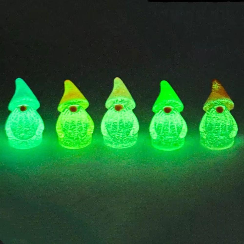 6pcs Tiny Mini Resin Gnomes Glow in The Dark Miniature Decor Fairy Garden Statues  Landscape Decor