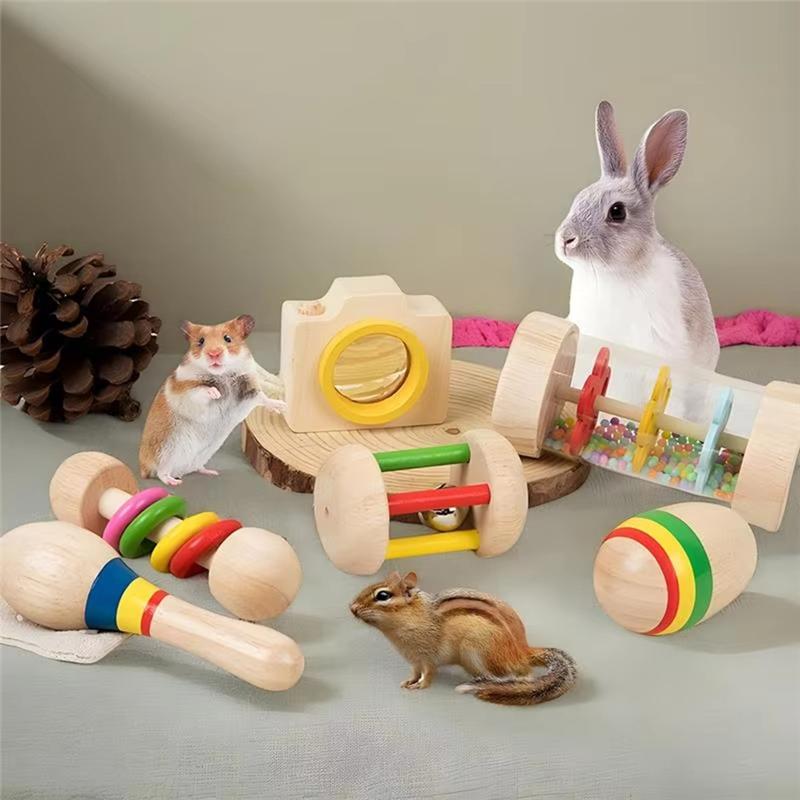 Good- Colorful Wooden Chew 6X Cute Pet Playing Teeth Grinding Hamster Teether Bite-Resistant Treats