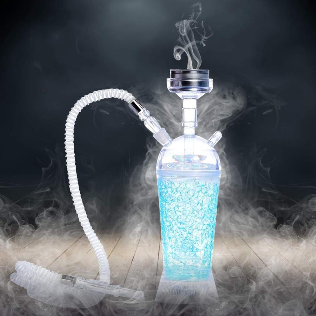 Portable Hookah Cup Set with LED Light and Shisha Accessories Acrylic Hookah Shisha Pipe Easy To Carry for Home Cars and Parties