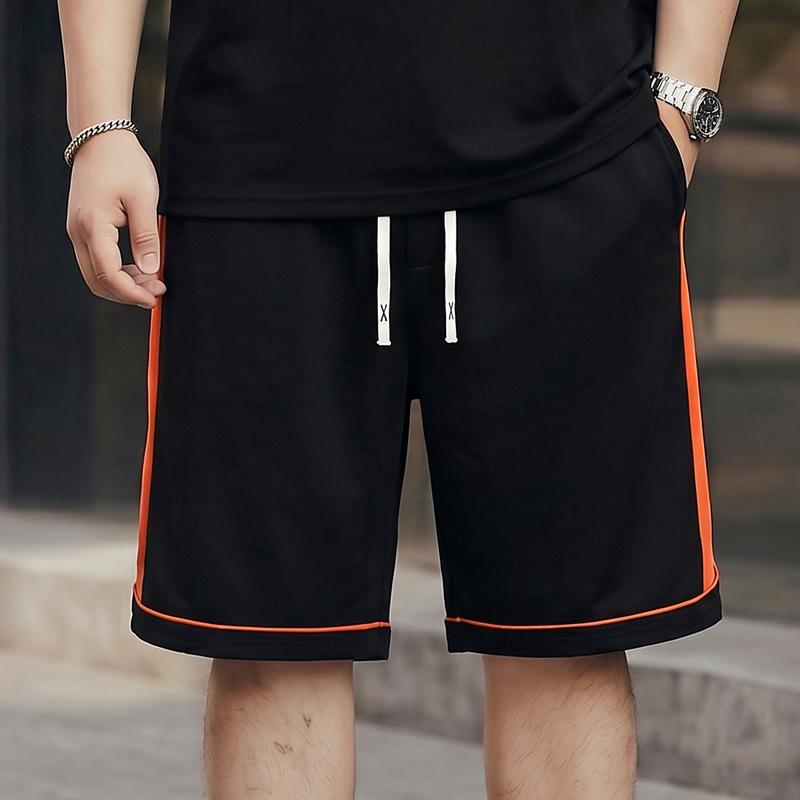 2026 Men's Plus Size Patchwork Short Sleeve Summer Casual Suit - Round Neck Sports Shorts Two-Piece Set