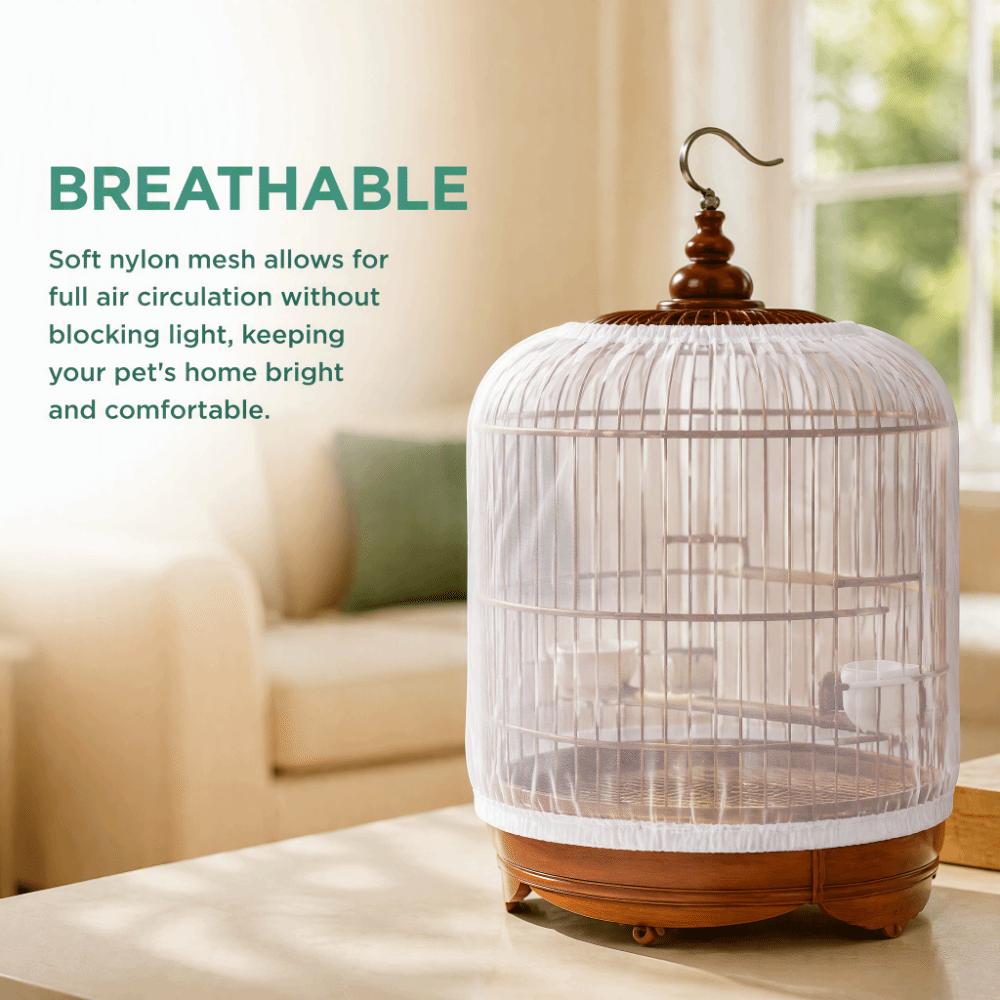 Universal Fit Seed Catcher Cover Adjustable Elastic Bird Cage Shell For Parrot