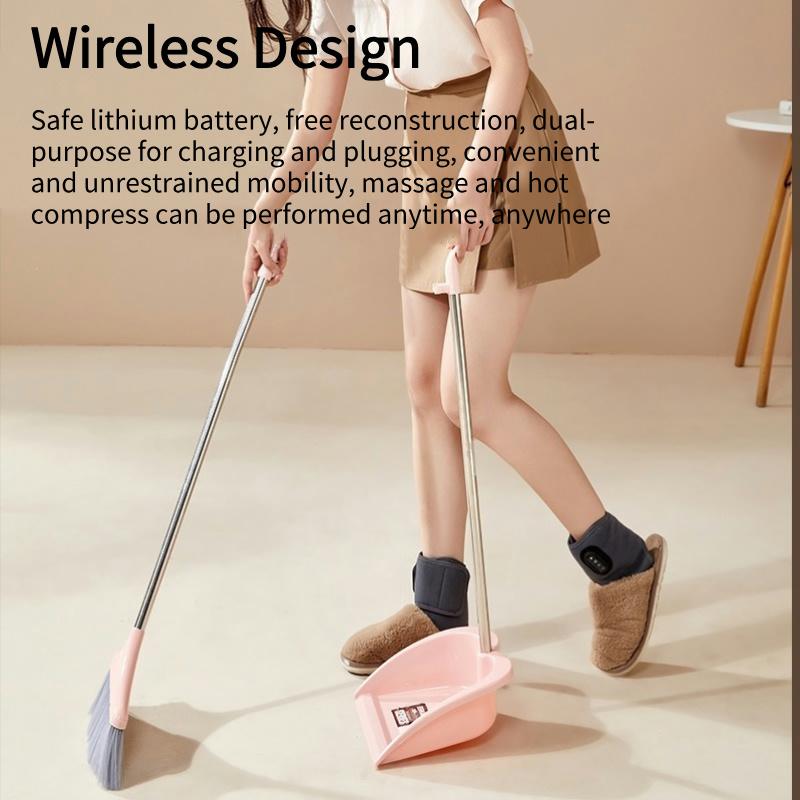 Cordless Ankle Massager with Heating Rechargeable Heated Ankle Brace Foot Heating Pad Wrap with Massage Intensity Adjustment