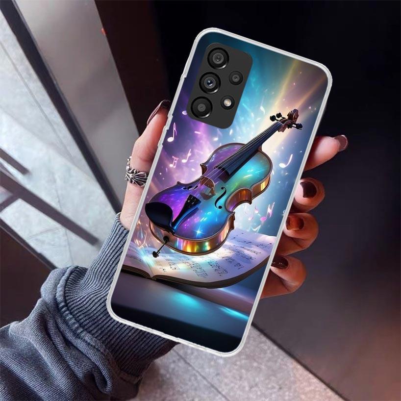 Music Violin Phone Case For Samsung Galaxy A17 A57 A37 A16 A26 A36 A56 A15 A25 A35 A55 A14 A13 A54 A53 A34 A24 A33 A23 Galaxy A1