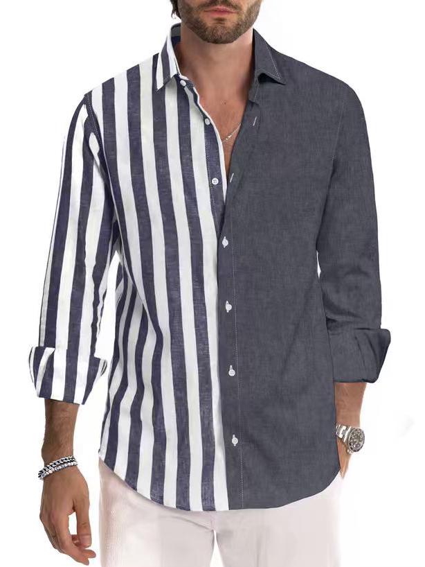 Men's Striped Long Sleeve Shirt - Spring/Autumn Fashion