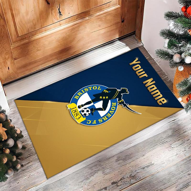 Bristol Rovers Printed Crystal Velvet Rug Non‑Slip Crystal Velvet Carpet For Sofa Bedroom Indoor Home Decoration