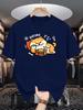 Unisex Crew Neck Tee Cute Shiba Inu Cartoon Food Graphic Print Soft Cotton Loose Breathable Short Sleeve Summer Casual Street Tops
