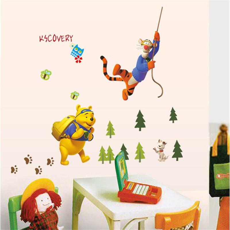 Cartoon Winnie The Pooh Bear Wall Sticker For Kids Room Living Room Wall Decoration Kids Gifts  Movie Animation Poster