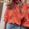 Women's Fashion Casual Solid Color Print Long Sleeve V Neck Blouses & Shirts