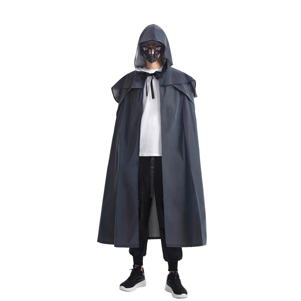 Medieval Gothic Iridescent Hooded Cloak: Reflective Cape for Halloween Parties