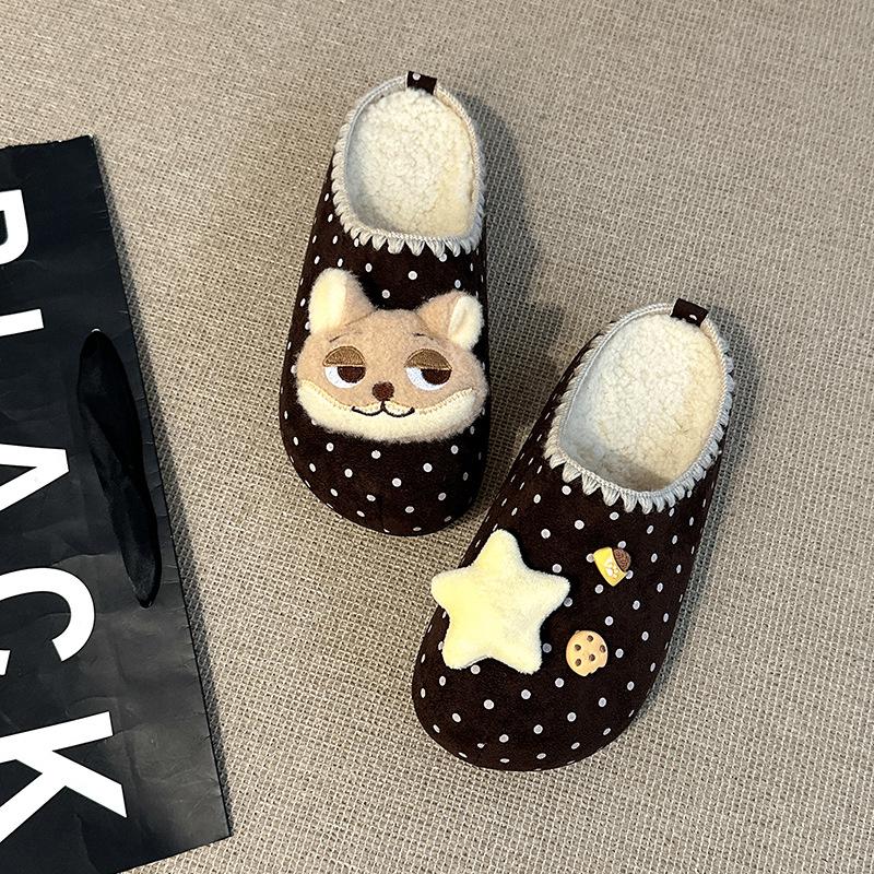 

Fashion Mori cartoon puppy Mengmeng star slippers women s autumn and winter retro versatile bag head cotton tow Birkentow 40 темно-коричневого